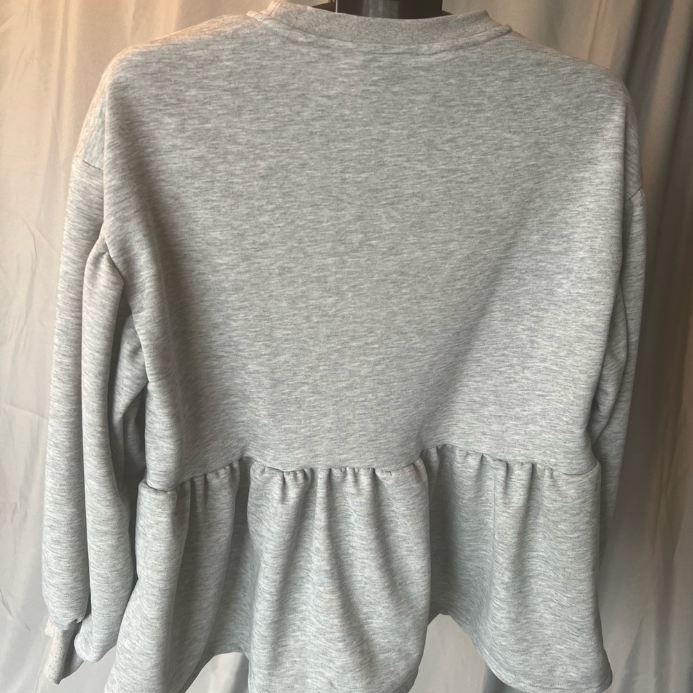 Gray Peplum Sweatshirt - Picture 4 of 6